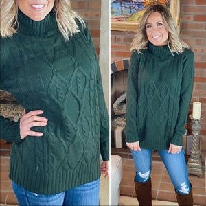 🔥Cozy By The Fireplace Cable Knit Sweater Green